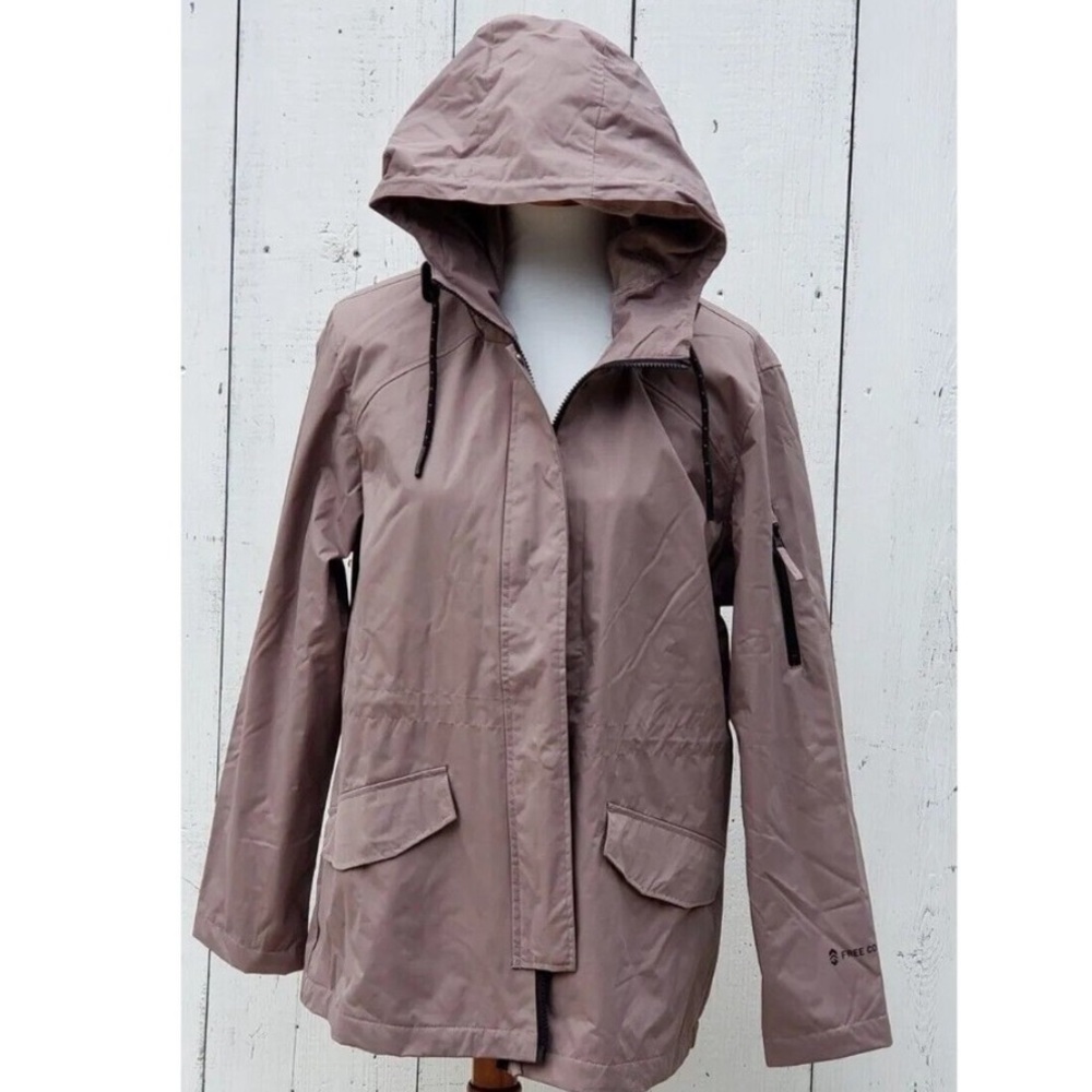 Free Country Radiance Women Sz L Taupe Wood Weather Resistant Lined Jacket Hood